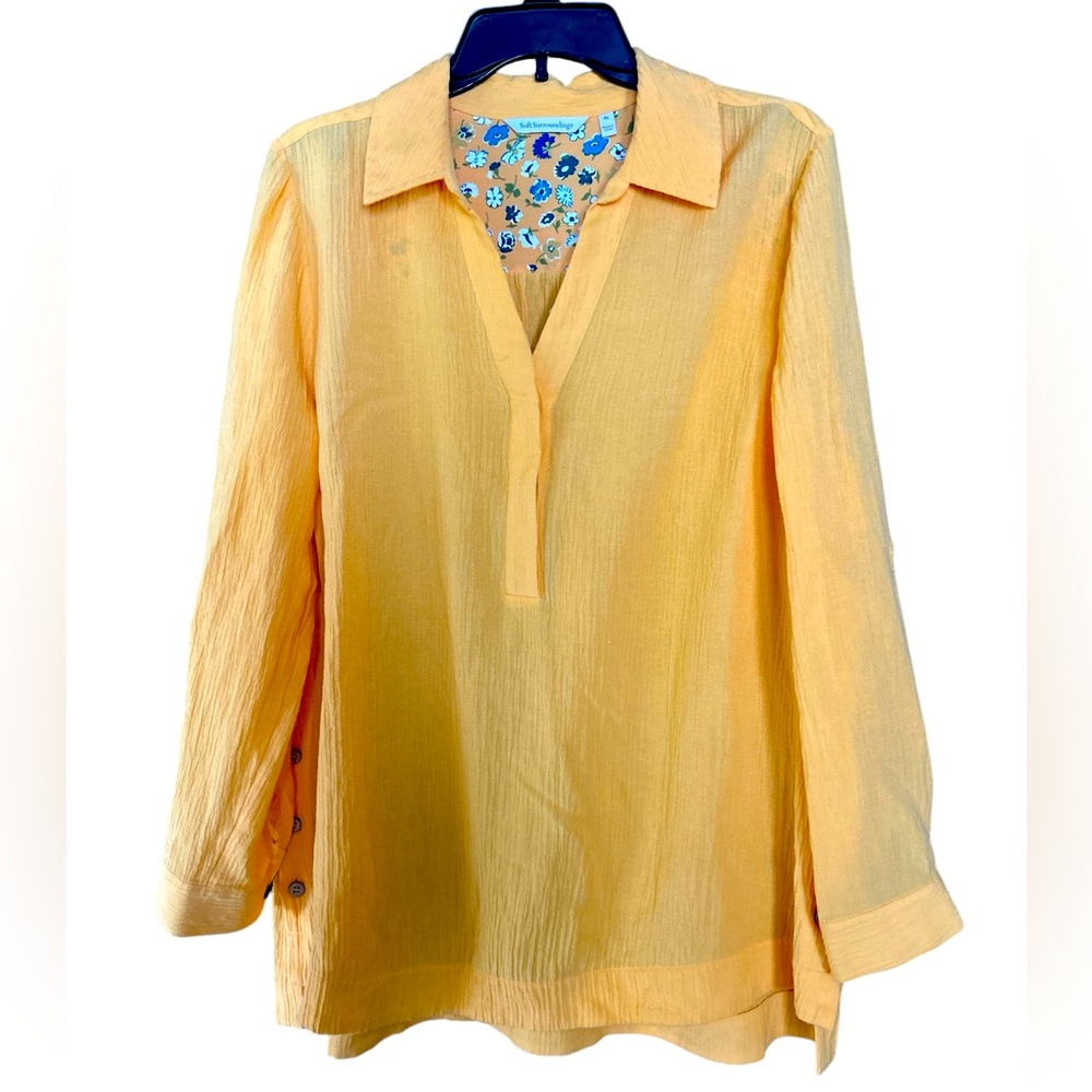 Soft Surroundings Sorana Gauze Tunic Boho Blouse Marigold Orange Size XL